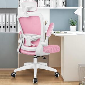 Sedia ergonomica da ufficio – Sedia da ufficio – Sedia girevole – Sedia da gaming – Poggiatesta – Supporto lombare – Rosa