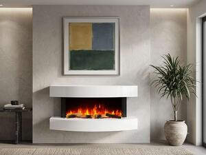 Stufa elettrica da parete, 121 cm, bianca - 2000W, effetto fiamma LED 3D - Riscaldamento elegante e intelligente