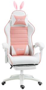Sedia da gaming – Sedia da gaming ergonomica con altezza regolabile e simpatiche orecchie a forma di coniglio