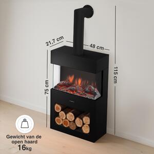 Stufa elettrica nera - 1800 W - 21,7 x 48 x 117,7 cm - Plastica e metallo - Stufa decorativa