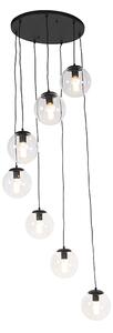 Lampada a sospensione smart nera a 7 luci incl. WiFi ST64 - Pallon