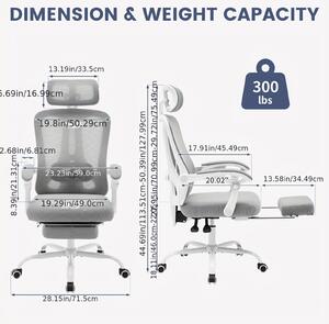 Sedia ergonomica da ufficio - Sedia da ufficio con poggiapiedi - Sedia da ufficio - Sedia da lavoro confortevole - Sedia da gaming