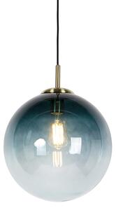 Lampada a sospensione smart in ottone con vetro blu oceano 33 cm incl. WiFi ST64 - Pallon