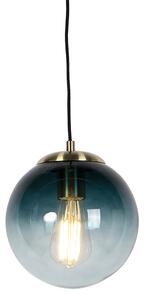 Lampada a sospensione smart ottone con vetro blu oceano 20 cm incl. WiFi ST64 - Pallon