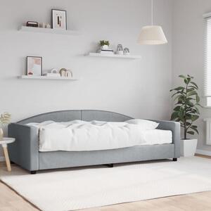 Divano letto color grigio chiaro, con materasso estraibile di dimensioni 100x200 cm, adatto per tutte le stagioni