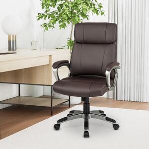 Sedia ergonomica da ufficio - Sedia da ufficio - Sedia girevole da scrivania - Sedia da lavoro - Poltrona da scrivania - Rivestita in ecopelle marrone