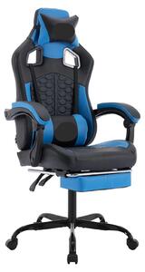 Sedia da gaming ergonomica con poggiapiedi e schienale regolabile, ideale per l'uso in ufficio e a casa, colore blu