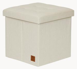 Pouf imbottito in lino con vano contenitore Premium Natur, pieghevole