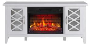 Stufa elettrica autoportante, 1800 W - Mobile in MDF bianco - Effetto fiamma 3D realistico