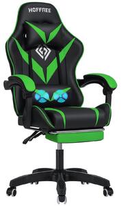 Sedia da gaming ergonomica – Sedia per videogiochi – Sedia da scrivania con funzione massaggio – Poggiapiedi – Rivestimento in ecopelle – Capacità di carico: 180 kg