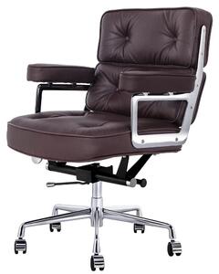 Sedia da ufficio ergonomica con schienale alto - Sedia girevole per computer con rivestimento in pelle - Marrone scuro