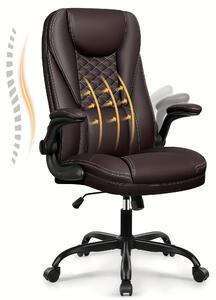 Sedia da ufficio ergonomica con schienale alto, rivestimento in pelle e struttura girevole