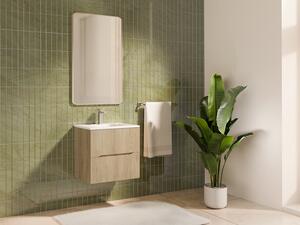 Mobile sotto lavabo sospeso scanalato Naturale chiaro L60 cm - ORISO