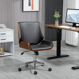 Sedia da ufficio - Sedia da ufficio vintage ergonomica, con rotelle e funzione di inclinazione - Nera