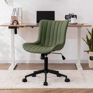 Sedia da ufficio ergonomica color verde oliva, rivestita in ecopelle e con altezza regolabile