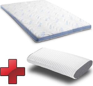 Topper in schiuma fredda CloudComfort Cool 160 x 200 cm H2/H3, altezza 7 cm, livello di compattezza H2/H3, topper a 7 zone con lato estivo e invernale + cuscino a effetto rinfrescante Sleezzz® Cool