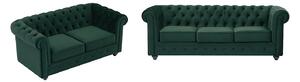 Divano 3 posti e 2 posti in Velluto Verde - CHESTERFIELD