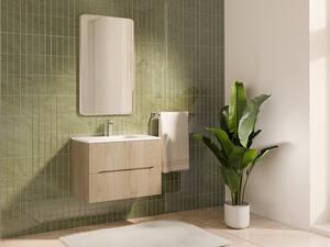 Mobile bagno sospeso scanalato con lavabo da incasso Naturale chiaro 80 cm - ORISO