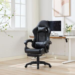 Sedia da gaming - Sedia da ufficio ergonomica con rotelle a 360 gradi, poggiapiedi e supporto lombare, in stile sportivo