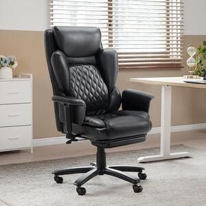 Sedia da ufficio, poltrona direzionale con poggiapiedi, sedia girevole ergonomica con schienale regolabile, sedia da gaming e da ufficio, tessuto (nero opaco)