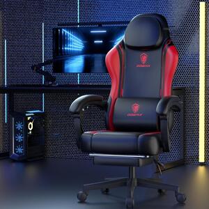 Sedia da gaming ergonomica in ecopelle, con supporto lombare, schienale più ampio e capacità di carico massima di 150 kg, colore rosso