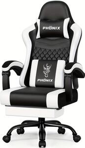 Sedia da gaming – Sedia per videogiochi – Sedia da gioco – Ergonomica – Con poggiapiedi – Nera – Peso massimo: 150 kg