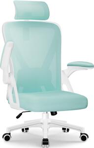 Sedia da ufficio ergonomica con supporto lombare e poggiatesta regolabili, braccioli pieghevoli e imbottitura in memory foam
