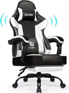 Sedia da gaming ergonomica con poggiapiedi, cuscino lombare e poggiatesta – comoda sedia girevole da ufficio