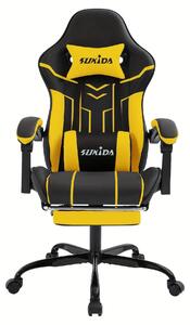 Sedia da gaming – Sedia ergonomica da scrivania con poggiapiedi e schienale alto – Nera e gialla