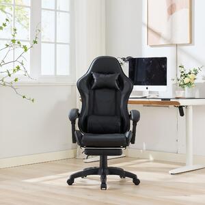 Poltrona da gaming ergonomica e confortevole, nei colori rosso e nero, realizzata in vera pelle e dotata di poggiapiedi