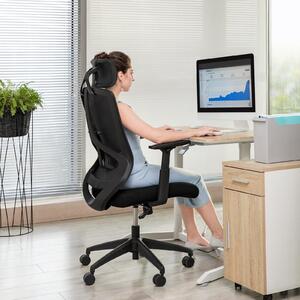 Sedia da ufficio - Sedia per scrivania - Sedia da gaming - Design ergonomico - Supporto lombare regolabile - Nero