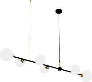 Lampadario POP, nero, bianco e oro, 6 attacchi E14, 40W ciascuno, vetro, dimensioni: 104x94x35 cm, grado di protezione IP20, modello Milagro