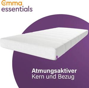 Materasso in schiuma Emma Essentials, dimensioni 140x190 cm, altezza 15 cm, rigidità media (H2), con rivestimento removibile
