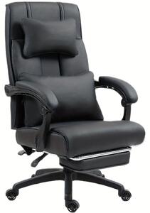 Gamestoel: Sedia da ufficio ergonomica in ecopelle, con schienale alto e poggiapiedi