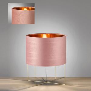 Lampada da tavolo Aura, velluto, alta 43 cm, rosa