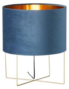 Lampada da tavolo Aura, velluto, alta 43 cm, blu