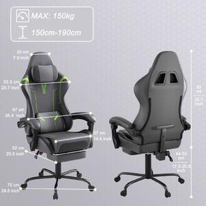 Sedia ergonomica da gaming – Sedia da ufficio – Sedia per computer – Altezza regolabile – Funzione massaggio – Poggiapiedi
