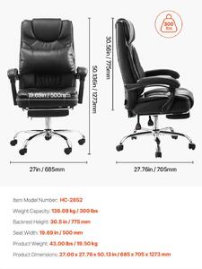 Sedia da ufficio - Sedia ergonomica - Sedia per scrivania - Schienale regolabile fino a 135°