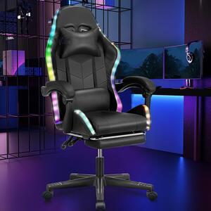 Sedia da gaming ergonomica con illuminazione RGB, poggiapiedi e altezza regolabile