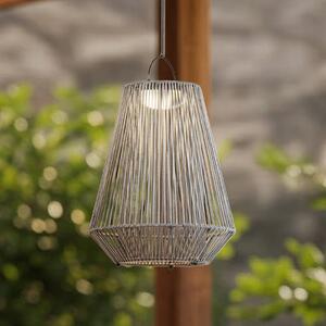 Lampada a sospensione solare LED Lindby Austas, grigia, Ø 32 cm, USB, IP54 Austas Lindby, dimmerabile, Alluminio / Grigio / Zincato, Plastica, Moderno, Lampade solari