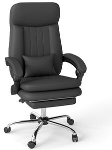 Sedia da ufficio ergonomica - Sedia da ufficio con poggiapiedi - Sedia da lavoro confortevole - Sedia da computer, colore nero