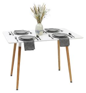 Tavolo da pranzo Relaxdays, rettangolare, A x L x P: 75 x 110 x 70 cm, MDF e bambù, 4 persone, tavolo da pranzo in stile scandinavo, bianco/naturale