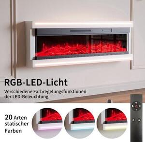 Camino elettrico da 152 cm (60 pollici) - 1500 W - Aspetto legno con illuminazione d'ambiente a LED e telecomando