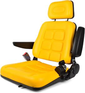 Sedia universale per carrelli elevatori, con schienale regolabile da 35 a 180°, sedile per trattore con braccioli, poggiatesta, cintura di sicurezza e guida regolabile