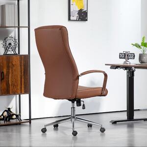 Sedia da ufficio ergonomica con schienale alto – Sedia girevole in ecopelle marrone scuro con funzione di inclinazione