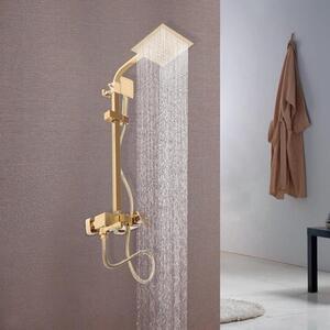Set doccia a soffitto - Include miscelatore termostatico - Colore oro - 20 x 20 cm - Per rinnovare il bagno