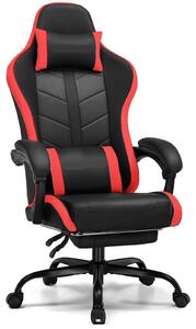 Sedia da gaming e sedia da ufficio ergonomiche, colore rosso, con schienale regolabile e poggiapiedi