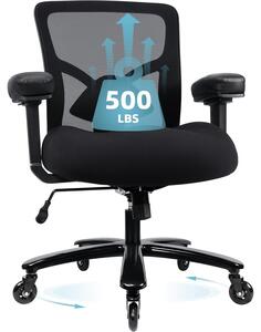 Sedia da ufficio ergonomica con imbottitura in memory foam e braccioli regolabili in 4 dimensioni, ideale per persone di corporatura robusta