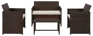 Set Divani da Giardino 4 pz con Cuscini in Polyrattan Marrone