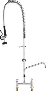 Rubinetto da cucina commerciale Rubinetto per acqua con doccetta estraibile, altezza 112 cm, centro 203 mm, bocca girevole 305 mm, rubinetto per lavello da cucina in ottone per montaggio a ponte, per lavello a 1/2/3 scomparti